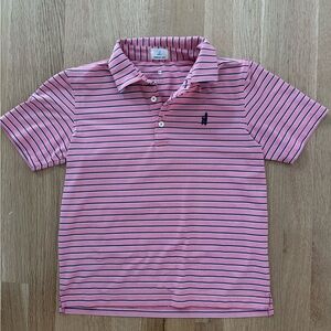 johnnie-O Pink and Navy Striped Kids Polo